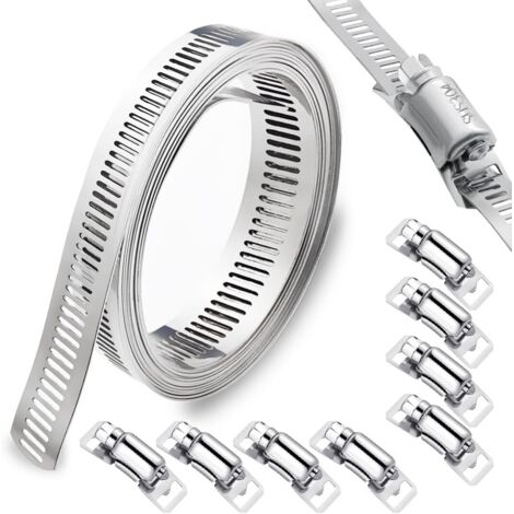 InduSKY Lot de 30 colliers de serrage réglables de 6 à 51 mm en acier inoxydable 304 - Assortiment de colliers de serrage pour tuyaux de plomberie, automobile et mécanique