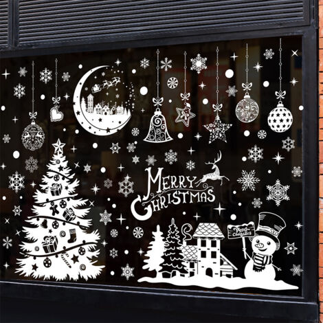 Autocollants de noël de dessin animé, vitrine de fenêtre amovibles, père noël bonhomme de neige, décalcomanie de décoration de maison – acheter aux petits prix dans la boutique en ligne
