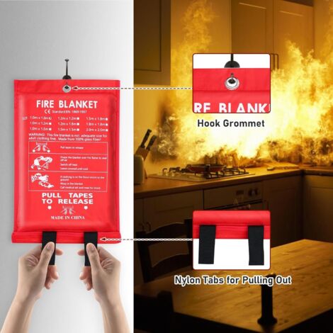 Lot De 2 Couvertures Anti-feu En Fibre De Verre – 39x39 Pouces, Pour Petits Feux, Cuisine, Atelier, Neuves