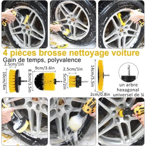 CYA Kit Nettoyage Voiture 23 Pièces - Brosse Perceuse, Chiffons Microfibre, Pinceaux Jantes - Intérieur & Extérieur Auto