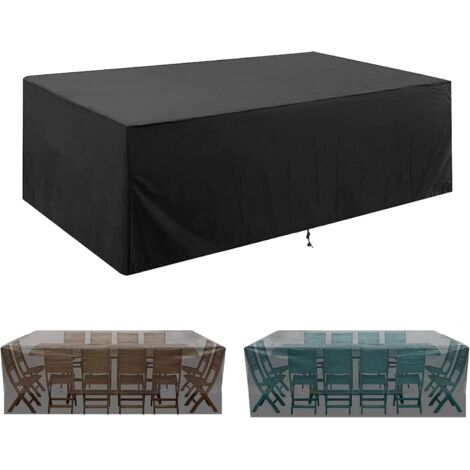 Housse de protection pour meubles de jardin, tissu Oxford 210D, housse de protection pour meubles d'extérieur, coupe-vent, anti-UV, housse de table de jardin (270 x 180 x 89 cm) (1/5)