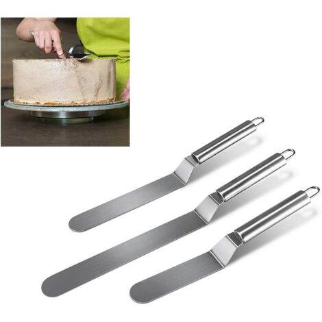 Ensemble de 3 couteaux à palette et couteaux à gâteau en acier inoxydable biseautés de 27 cm, 32 cm et 37 cm, couteaux à glaçage antirouille, couteaux de cuisine professionnels (1/4)