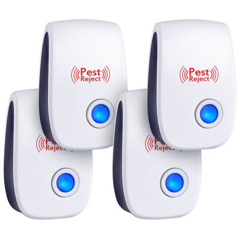 Répulsif à ultrasons contre les insectes et les rongeurs, lot de 4 répulsifs anti-moustiques, protection électronique contre les insectes pour une utilisation intérieure et répulsif à ultrasons contre (1/5)
