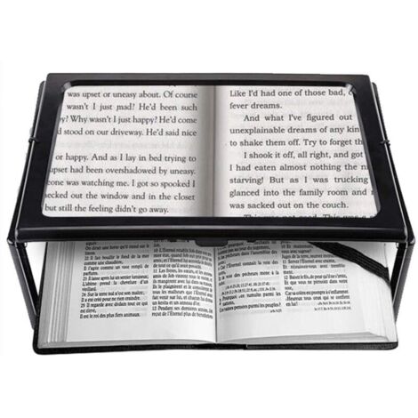 Loupe de lecture A4 pleine page, loupe de lecture mains libres rectangulaire sur pied avec 4 lumières LED, lentille grossissante 3x pour la lecture des personnes âgées et malvoyantes par Hmjunboys