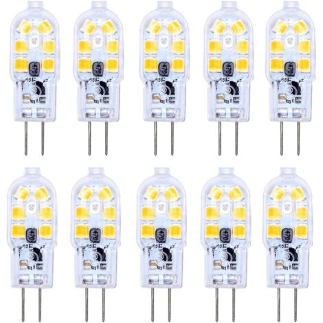 Ampoule LED G4 12 V 2 W blanc froid 6000 K, 200 lm, équivalent halogène G4 bipolaire 10 W/20 W, lampe LED G4 12 V AC/DC pour camping-car/hotte de cuisine, non dimmable, lot de 10 (1/5)