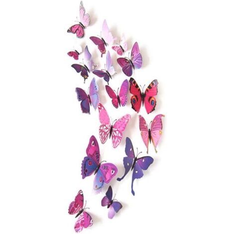 Stickers muraux papillons amovibles, décoration intérieure, accessoires de chambre (violet) (1/5)