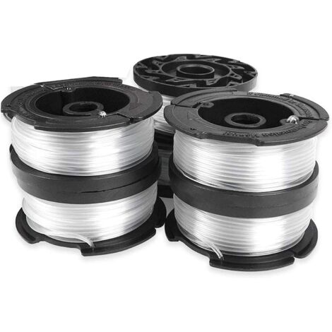 Bobine de fil réfléchissant Black+Decker pour débroussailleuses, bobine transparente réfléchissante, 6 bobines, 1 couvercle de bobine, 1 ressort (1/4)