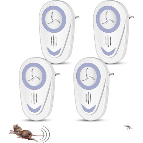 Répulsif anti-moustiques à ultrasons, lot de 4 répulsifs anti-insectes à ultrasons, répulsif anti-souris et rats à ultrasons, rongeurs, insectes (1/5)