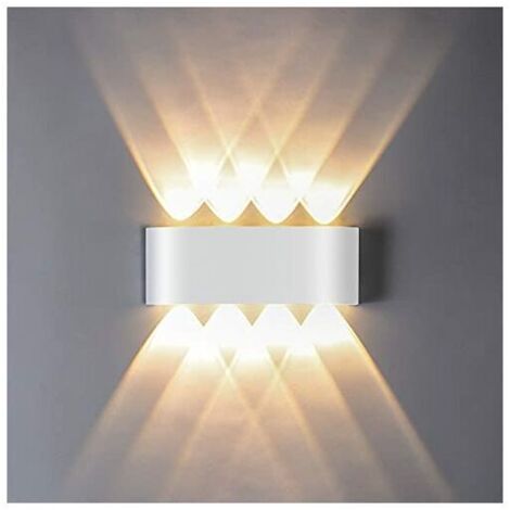 Applique Murale LED 8W, Lumière Blanc Chaud 3000K, Applique Murale étanche IP65, Décorative Lumière pour Chambre Couloir Salon Escalier Hôtel Bar(blanche) (1/5)