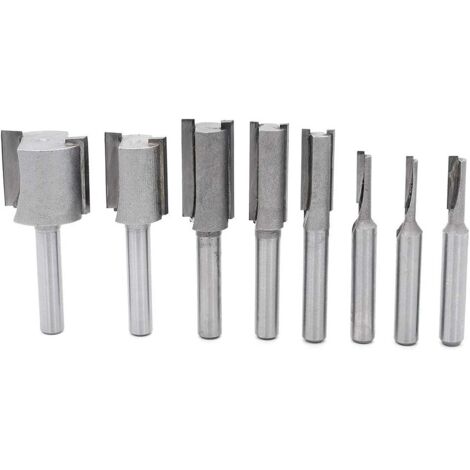 8Pcs 1/4" Tige droites/Dado Router Bit Set, Fraises Droites Dado Set Fraise à Bois Routeur à Coupe Droite Flush Trim Pattern Router (1/5)