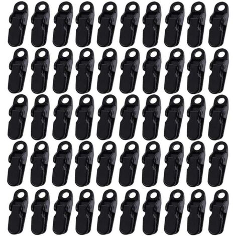 Tente Clips, coupe-vent pour auvent Colliers de serrage Plastique Vent Corde auvents Clip Tente de camping fixe pour extérieur,Lot de 50 Noir (1/5)