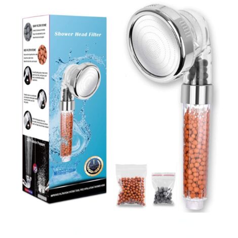 LYCXAMES -- Pommeau Douche Haute Pression Pomme de Douche Anti Calcaire Filtrant,Douchette Économie d'Eau Universelle de Massage De Douche Convient à Salle De Bain(pomme de douche simple+Boule filtran (1/4)
