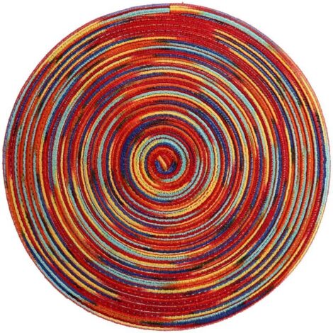 Lot de 2 Table Rond Lavable Résistantes à la Chaleur Antidérapant 38x38cm(Rond,coloré-Rouge) (1/5)
