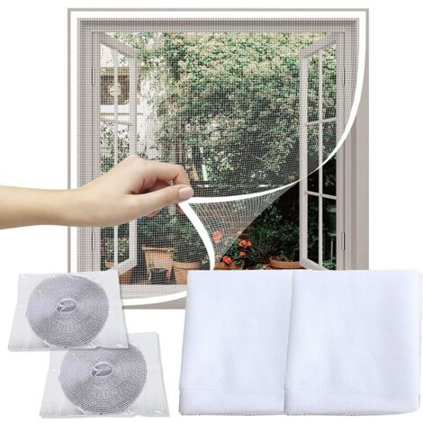 Moustiquaires pour Fenêtre, Moustiquaire Fenêtre Filet Écran Insecte avec Bandes Adhésives, Fly Bug Mosquito Protection D'écran en Maille Filet, Blanc (1.5x1.3m) (1/5)