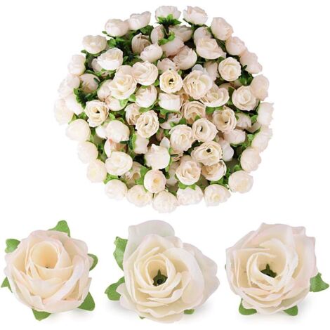 Lot de 100 3cm Rose Artificielle Capitules Tete Fleur Faux Plante Artificielle Decoration pour Maison Mariage Fête(De couleur chair) (1/5)