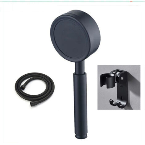 Pommeau Douche Haute Pression avec Tuyau 1,5m et Support, Pommeau de Douche Economie d'Eau en Acier Inoxydable 304 Installation et Nettoyage Faciles(le noir) (1/4)