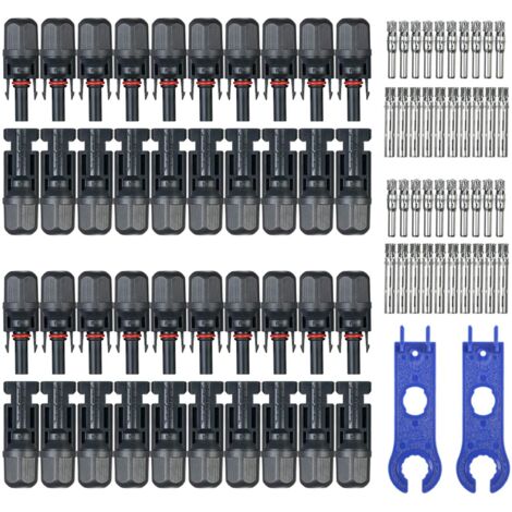 20 Paires de connecteurs de câble de Panneau Solaire mâle/Femelle avec Outil d'assemblage de clé pour système PV Home (1/5)