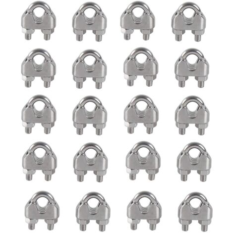 LangRay M3 Serre-câbles Etrier U Boulon Clip de Câble 304 Acier inoxydable Selle de pince de Câble Câble métallique Clips pour etendoir linge exterieur20PCS (1/5)