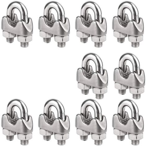 10 Pièces Serre-Câbles étrier M4 Pince en 304 Acier Inoxydable U-pinces en pour le Serrage de Câbles en Acier pour L'industrie, etc. (1/5)