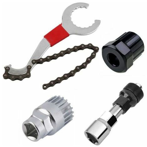 4pcs Kits d'outils de réparation de vélo de montagne et de vélo, chaîne de vélo, support, roue libre, outil de retrait d'extracteur de manivelle, ensemble d'outils d'entretien de vélo de vélo en plein (1/5)