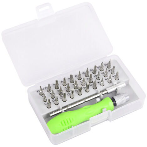 Jeu de Tournevis 32 en 1 Tournevis de précision magnétique Embouts de réparation Tournevis à cliquet Torx Compatible avec téléphone Portable Outil à Main antidérapant (Color : 32pcs) (1/4)