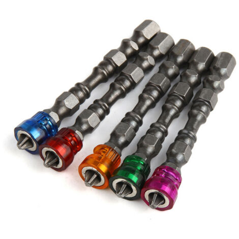 Lot de 5，embouts de tournevis magnétiques en acier chromé pour cloison sèche 65 x 40 mm (1/4)