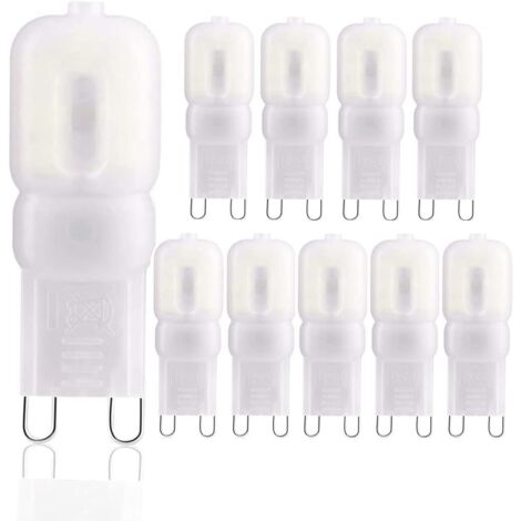 Lot de 10 ampoules LED G9, LED G9 blanc froid 6000 K, équivalent 3 W 30 W lampes halogènes, 360 degrés, AC 220 V [Classe énergétique A+] [Classe énergétique E] (1/5)