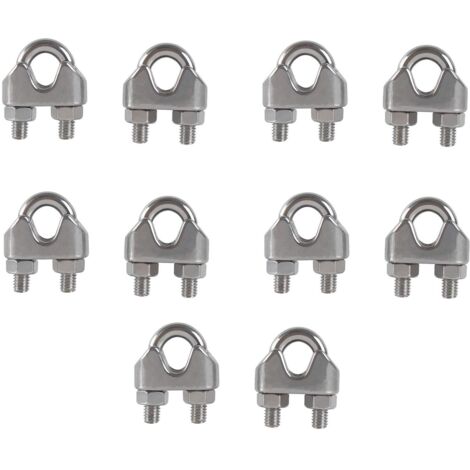 M8 Serre-câbles Etrier U Boulon Clip de Câble 304 Acier inoxydable Selle de pince de Câble Câble métallique Clips pour etendoir linge exterieur10PCS (1/5)