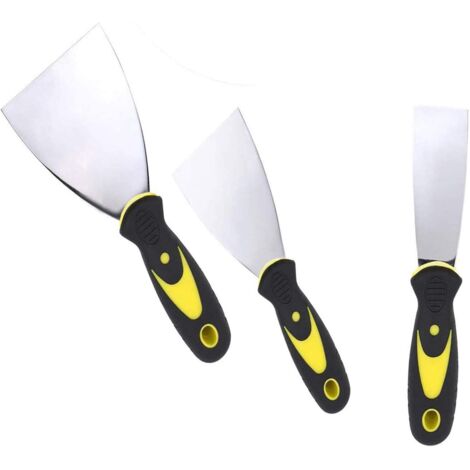 Set Spatule,Jeu de Spatules en Acier Inoxydable Couteau à Enduire,Lames en acier inoxydable flexible et inoxydable avec poignée antidérapante pour papier peint et murs, 3er (25mm/50mm/75mm) (1/5)