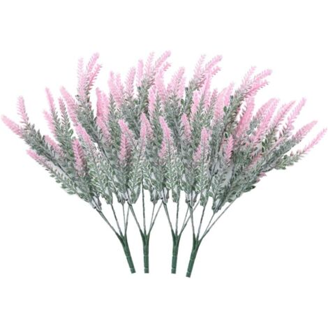4 bouquets de fleurs, fleurs artificielles, fleurs artificielles floquées, plant de lavande artificiel, fleurs artificielles, décoration de pot (rose) (1/5)