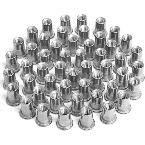 80 rivets, écrous à sertir en acier inoxydable, assortiment d'écrous à tête plate filetés en acier inoxydable, écrous pour le montage d'accessoires d'outillage (M4 + M5 + M6 + M8) (1/5)