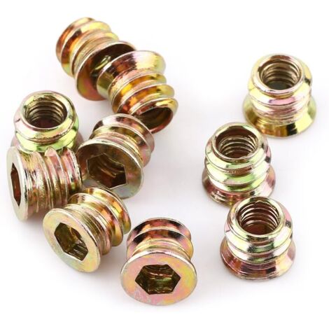 Lot de 20 écrous hexagonaux filetés M10 en alliage de zinc, assortiment d'écrous à insérer en alliage de zinc (M8x20mm) (1/5)