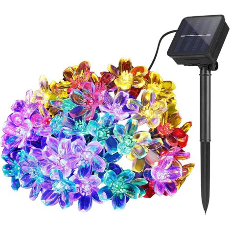 Guirlande lumineuse solaire d'extérieur, 7 m, 50 LED, étanche, idéale pour la décoration florale, les fêtes, les mariages, les terrasses et Noël (multicolore). (1/5)