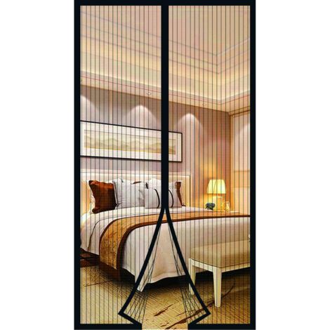 Moustiquaire magnétique pour portes et fenêtres, rideaux anti-mouches pour portes, protection contre les insectes, fenêtre coulissante, moustiquaire magnétique sans perçage (90 x 210 cm, noir) (1/5)