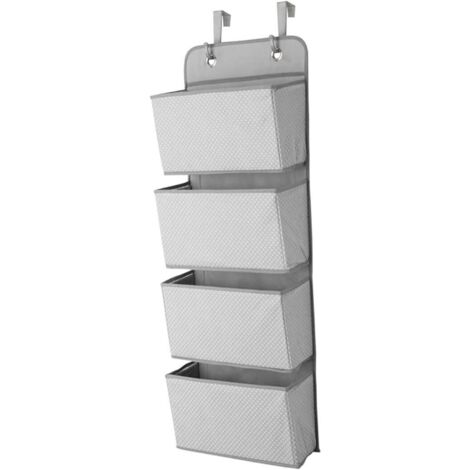 Organisateur suspendu à 4 poches, fixation murale/de porte en tissu, pour jouets, sacs à main et serviettes, gris (1/3)