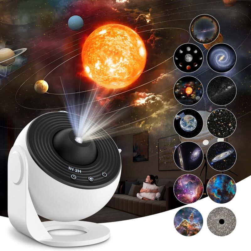 Projecteur Ciel étoilé Avec 13 Disques - Planetarium Pour Plafond, Rotation 360°, Minuterie - Cadeau Enfants Et Adultes