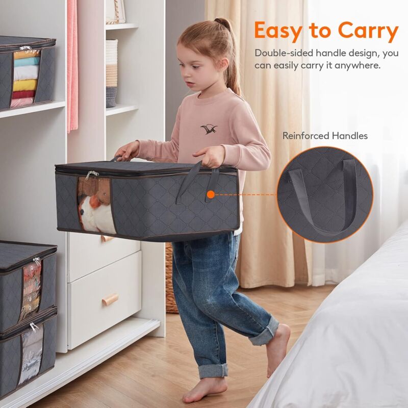 3 Sacs De Rangement Vêtements 36L - Avec Fenêtre Transparente - Pour Déménagement Ou Stockage Sous Lit