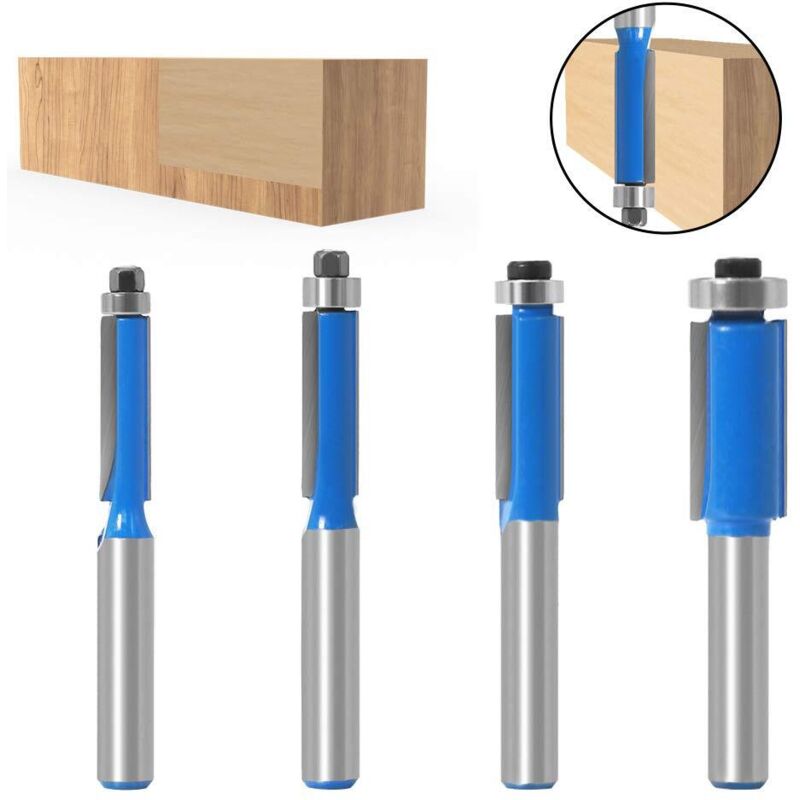 Lot De 3 Fraises à Copier Avec Roulement Supérieur DingGreat – Tige 8 Mm, 4 Flûtes, Diamètres 14 Et 16 Mm, Pour Défonceuse/CNC
