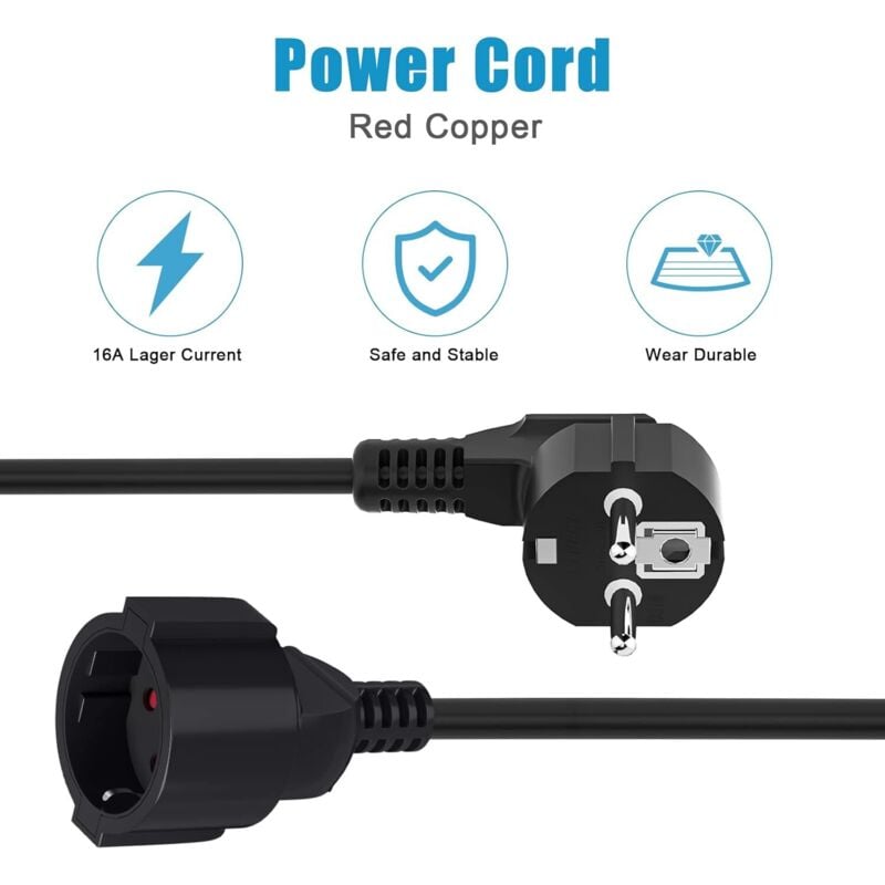 Prolongateur 2M, Câble D'extension 3 X 1.0 Mm², Câble Spiralé