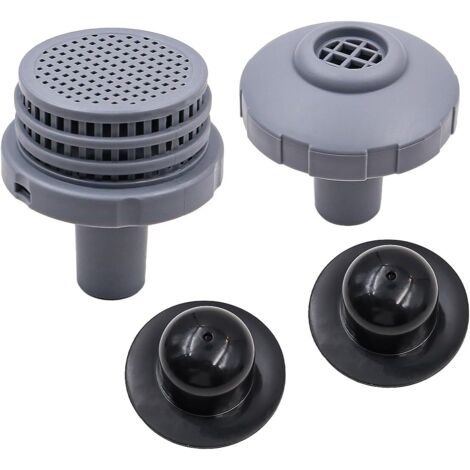 Lot de 2 Kit de connecteur de piscine, connecteur d'eau de piscine, connecteur d'eau, avec buse d'entrée, grille de sortie, bouchon de trou de 3,2 cm (1/5)