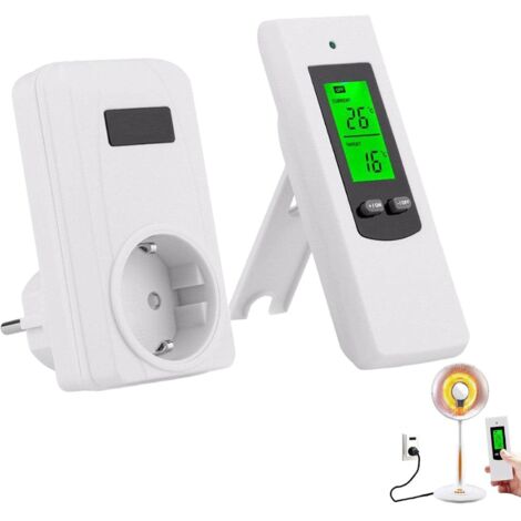 MODOU - Prise Thermostat D’Ambiance Sans Fil Avec Télécommande Pour Radiateur Electrique Et Climatiseur Mobile