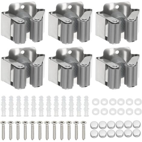 Coavas – Porte-balai mural 6 pièces – Support en acier inoxydable – Capacité 10 kg – Installation rapide – Ajustement automatique pour manches 2-3 cm