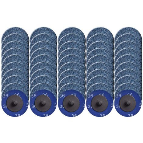 Lot de 50 disques abrasifs 5,1 cm – Grain 36 en oxyde de zirconium – Changement rapide – Pour meulage métaux et bois dur