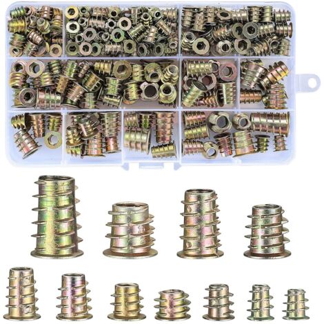 Coavas – Écrous hexagonaux en acier au carbone galvanisé – Lot de 230 pièces M4/M5/M6/M8/M10 – Résistance à la corrosion pour bois et matériaux composites (1/5)