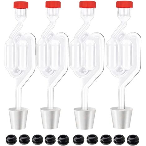 Coavas – Barboteur de fermentation en plastique transparent – 4 pièces avec bouchons en silicone perforés 8mm – Soupape d'échappement pour brasserie (1/5)