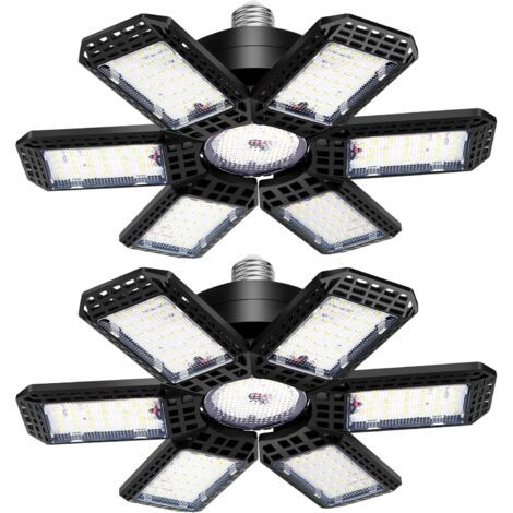 LED Garage Light 2 Pack , 45W 4500LM LED Shop Lights, LED Garage Ceiling Lights with 6+1 Adjustable Panels for Basement, Barn, Warehouse, Attic, Garage Lighting Support E26/E27 Socket (1/5)
