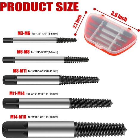 Lot De 2 Extracteurs De Vis 5 Pièces En Boîtier 3 à 19 Mm Onestopdiy
