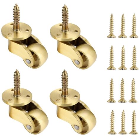 Houhence – Lot de 4 roulettes pivotantes en laiton massif – Capacité de charge 75 kg – Installation avec vis incluses – Pour surfaces inégales