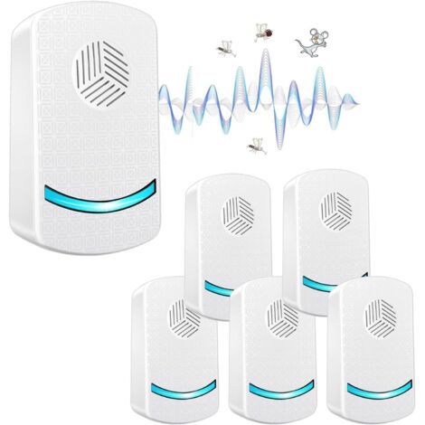 Houhence – Répulsif ultrasonique 6 PCS pour souris, rats, insectes – Portée jusqu'à 1500 pieds carrés – Émet des ultrasons à basse fréquence