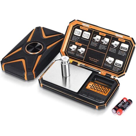 Balance de poche de précision, 200 g x 0,01 g, balance alimentaire numérique avec écran LCD, 6 unités de conversion en un clic, mini balance pour poudre/herbes/pièce de monnaie (batterie incluse)